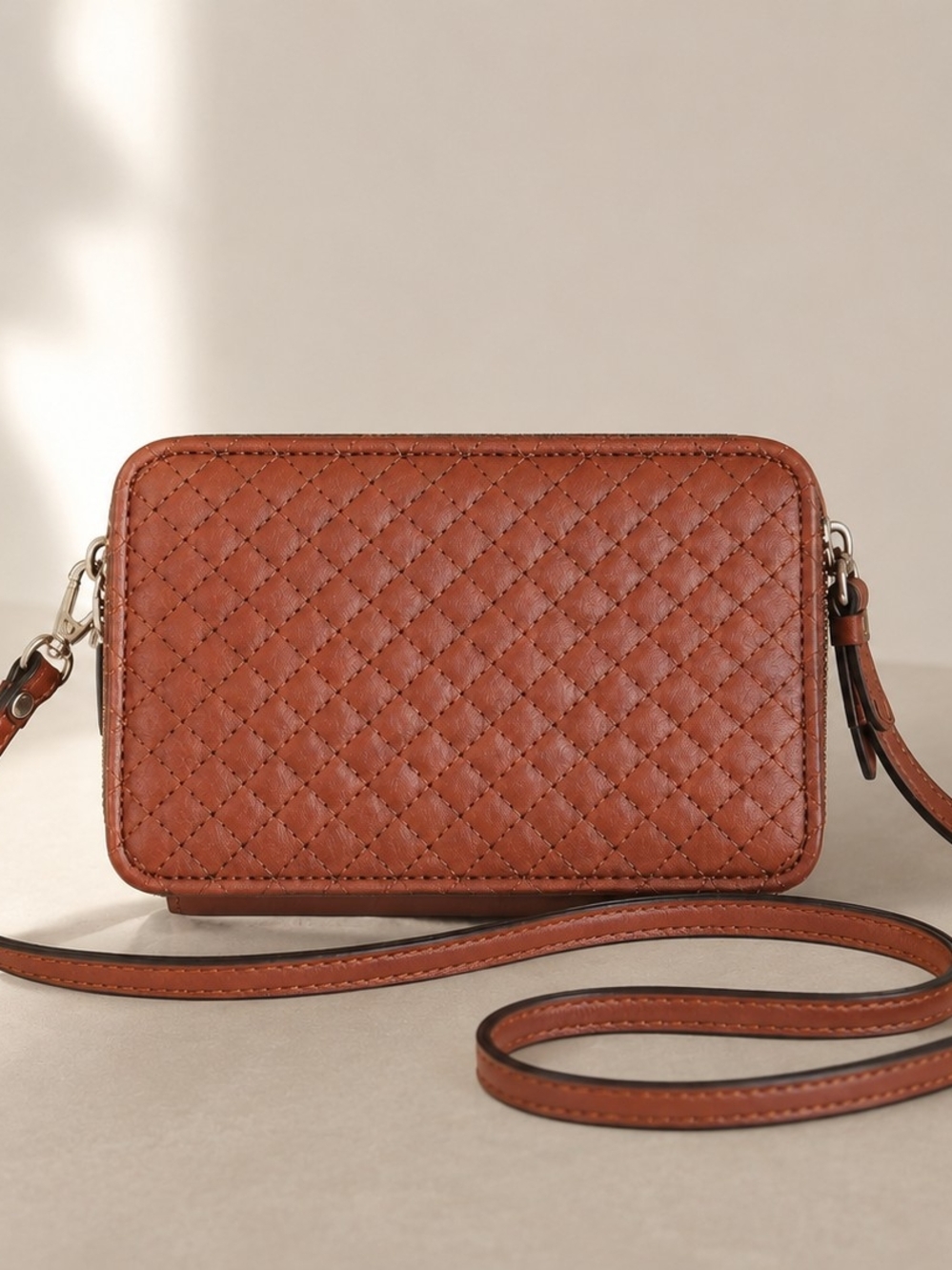 Vera Bradley leather Carry All Cognac Brown